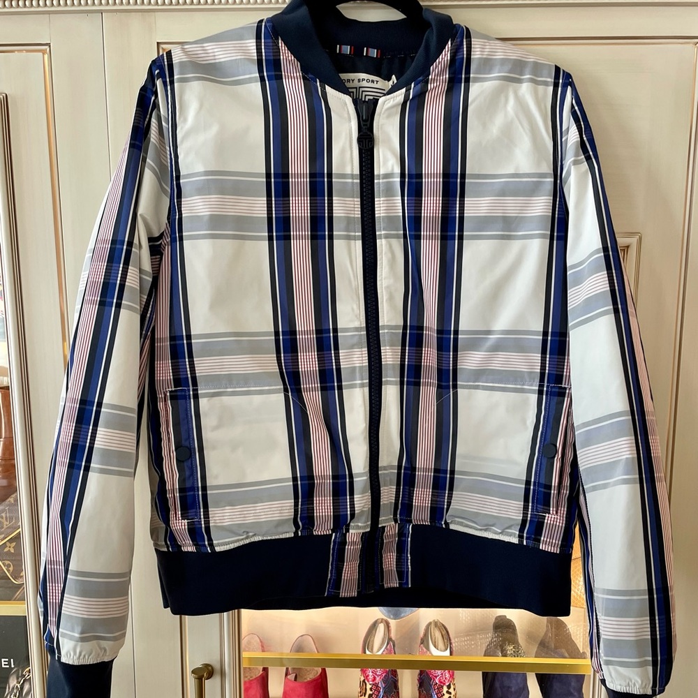 Tory Sport Plaid Jacket - Navy and White